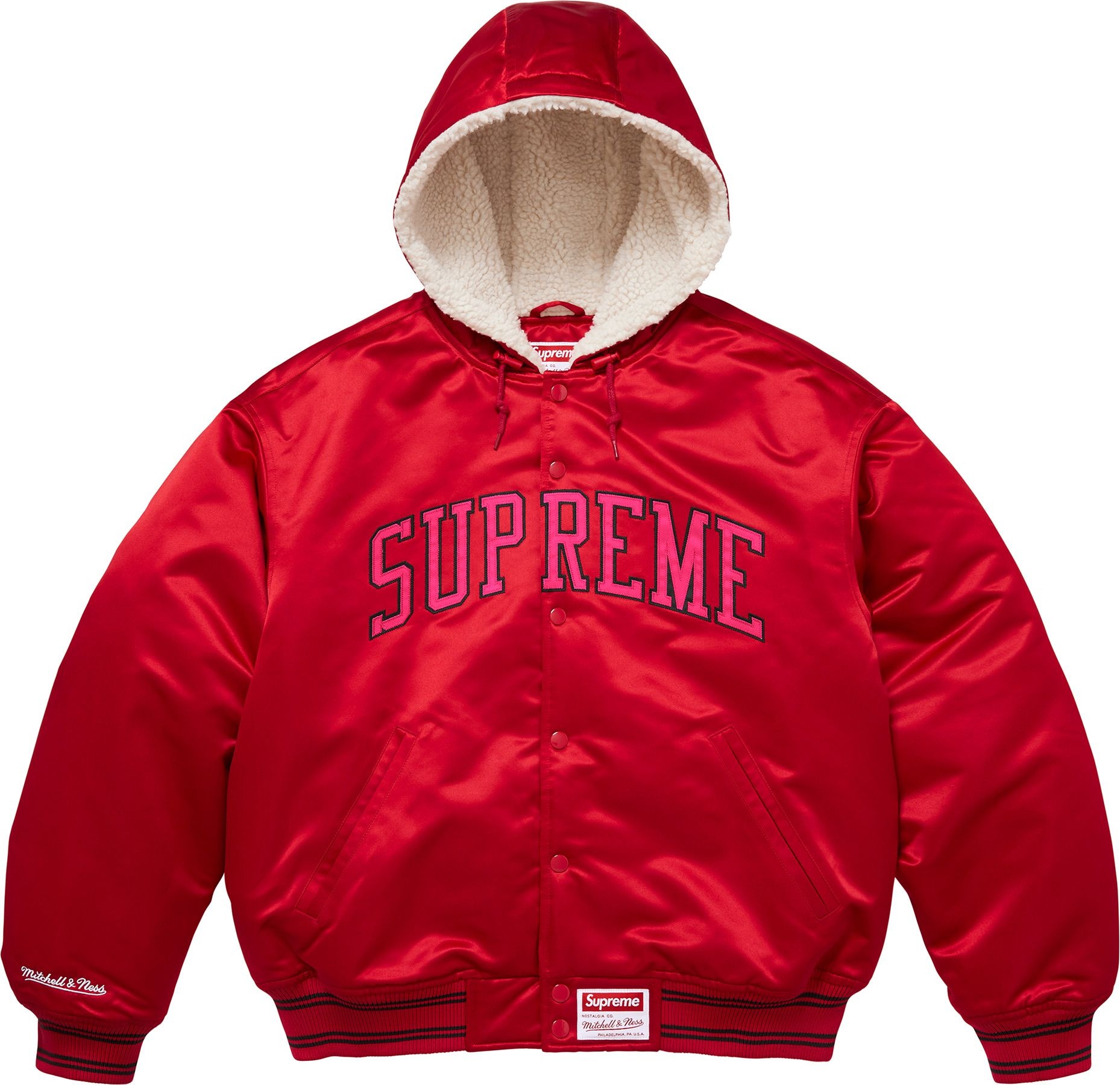 Supreme®/Mitchell & Ness® Lined Hooded Satin Varsity Jacket view 16